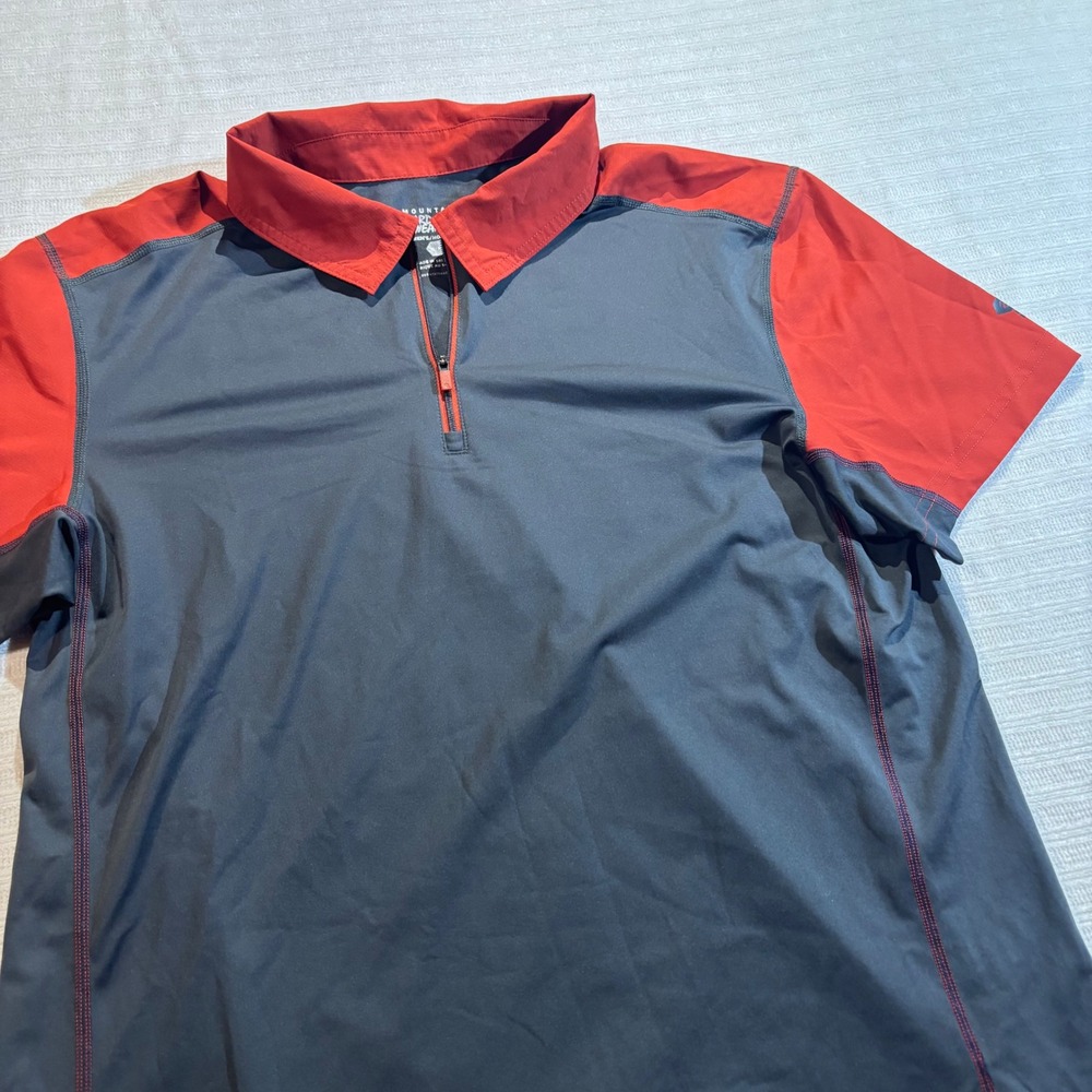 Mountain Hardwear Mens Gray Red Quarter Zip Short Sleeve Polo Shirt OM5811 M